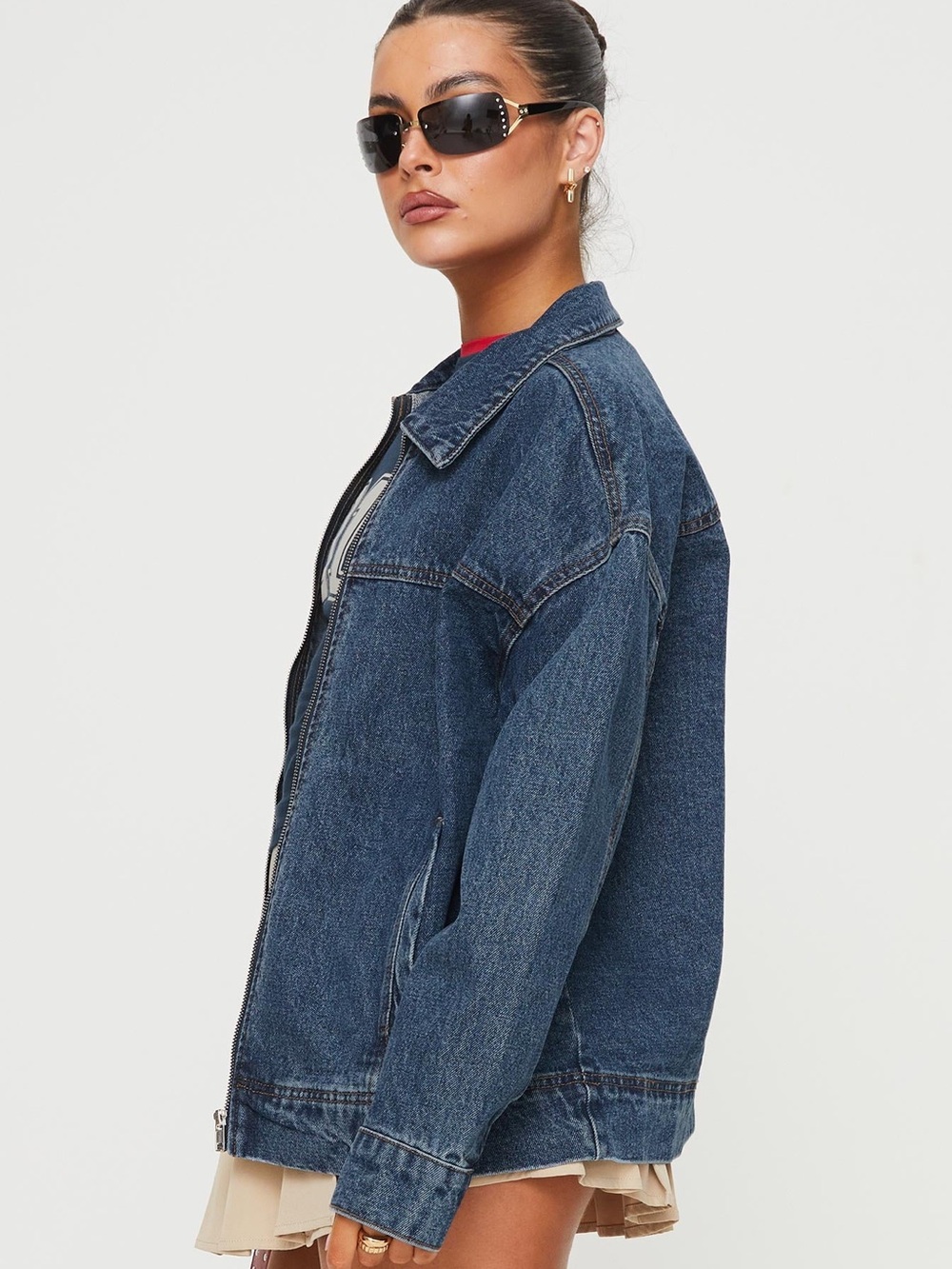 NWT princess polly Goldsmith Denim Bomber Jacket - Picture 4 of 4